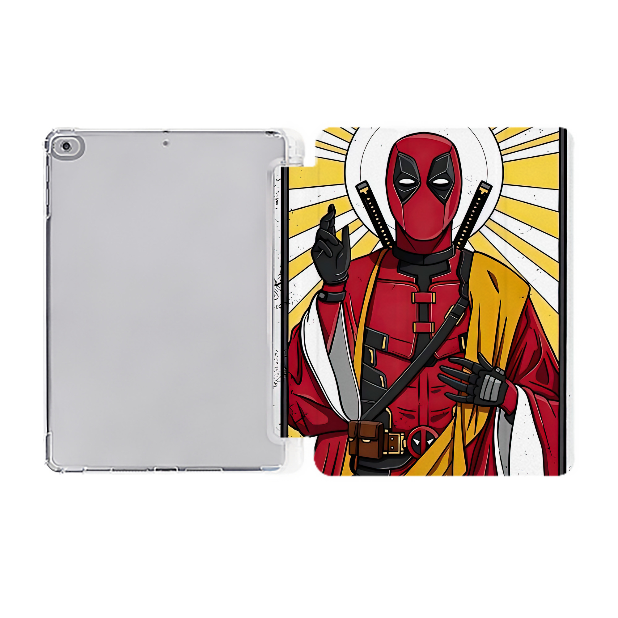 （画像用） Deadpool デッドプール IPad ケース ペン収納付き 三つ折りスタンド PUレザー×シリコン 対応機種9.5/10.5/10.9インチ